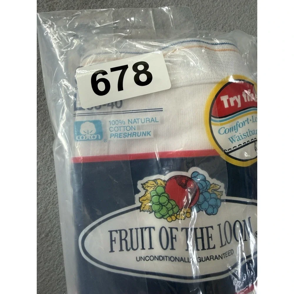 nwt ds FRUIT OF THE LOOM 3 pack brief underwear LARGE 38-40 vtg 80s 90s usa made